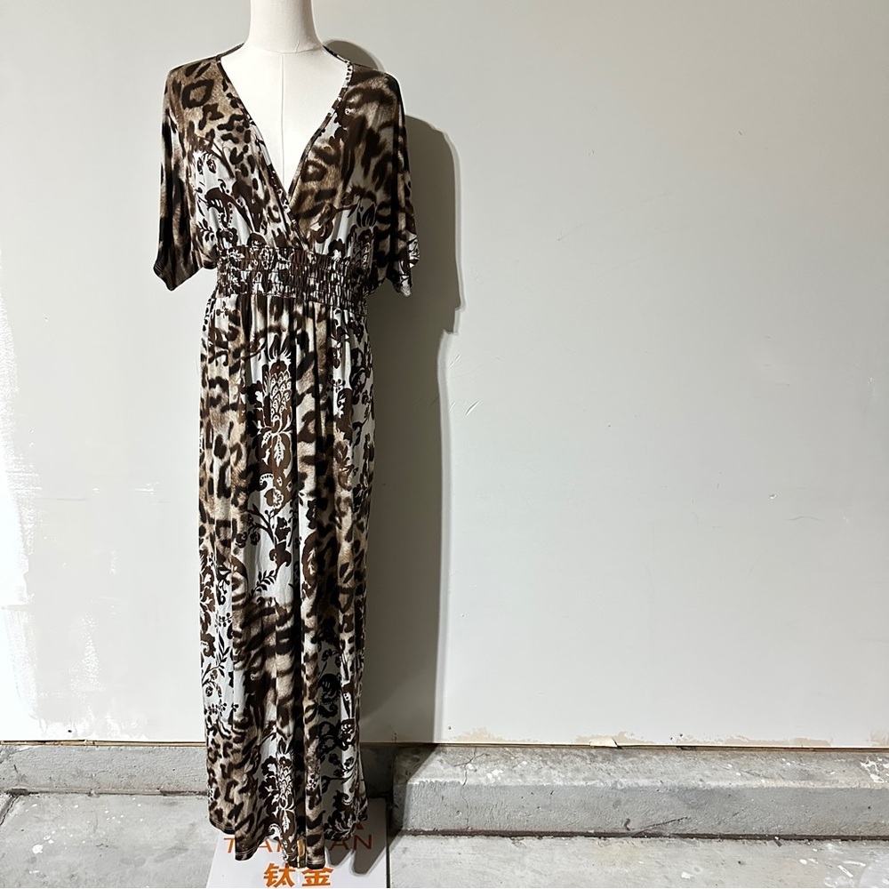 Moa Moa Brown Leopard Maxi Dress